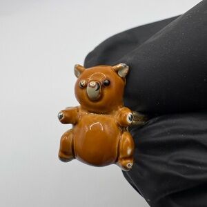 Vintage Sterling Silver Enamel Teddy Bear Ring – Marked 925 (D.D. Maker’s Mark)